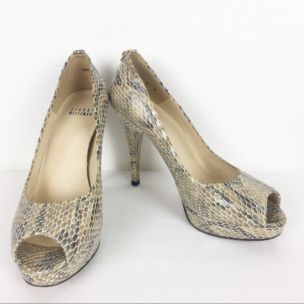 Stuart Weitzman Size 8 Snake Print High Heels - image 1